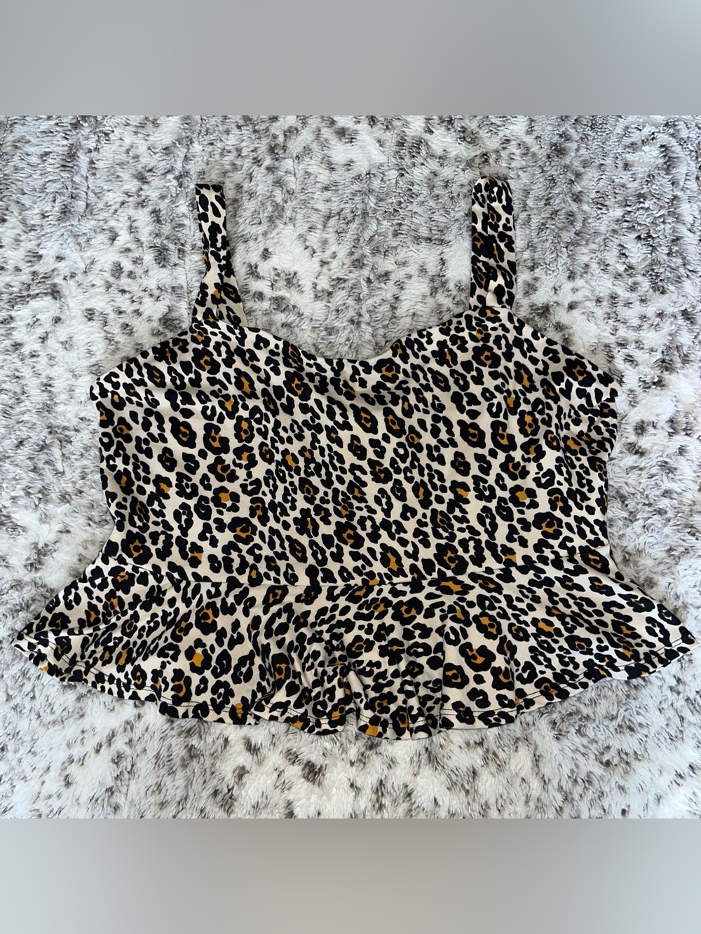 Forever 21 Leopard Print Peplum Cami - Beige, Black, Gold